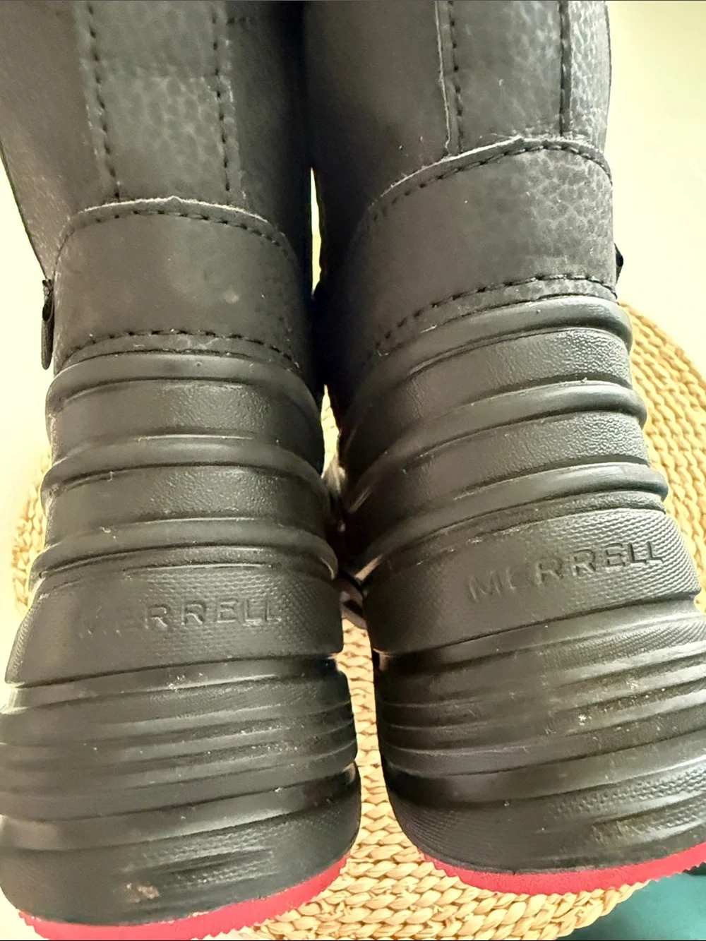 Merrell Kids Black Snow Boots with Gray and Red Accents
